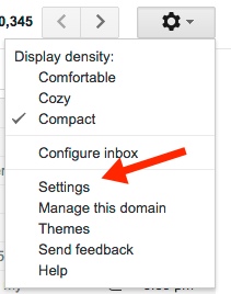 Gear icon and settings